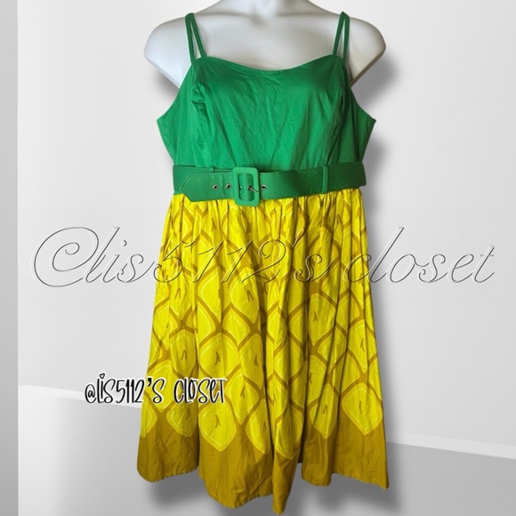 ModCloth x Collectif Jade Pineapple Pin-Up Colada Swing Dress UK 22 // US 18 2X - Picture 2 of 13